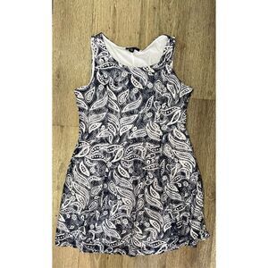 Perceptions Navy and White Dress Petite XL Paisley